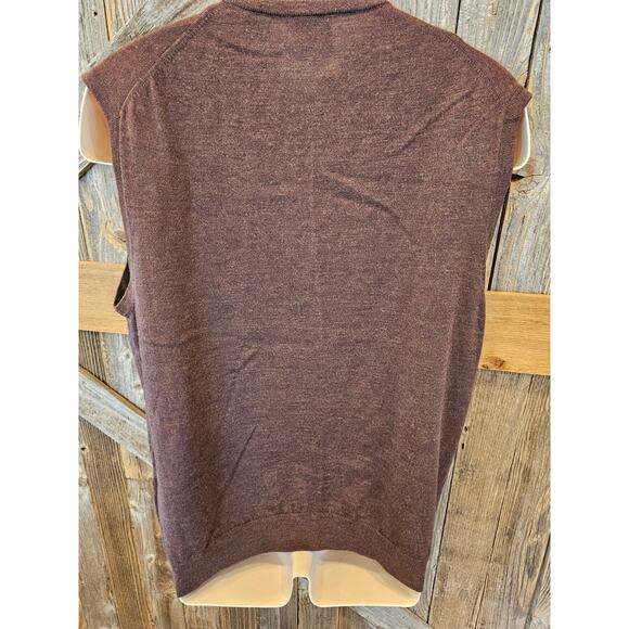 Jos A bank XL brown sleevless 100% merino wool vest Warm winter proffesional ^ - Picture 3 of 7